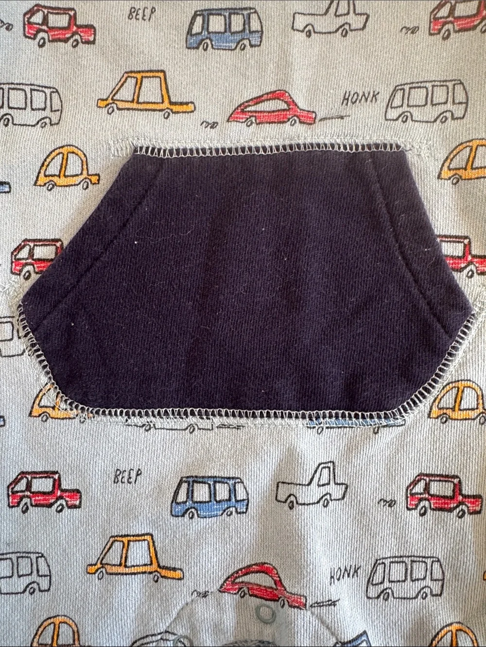 GAP Light Blue Car-Print Footie with Navy Pocket